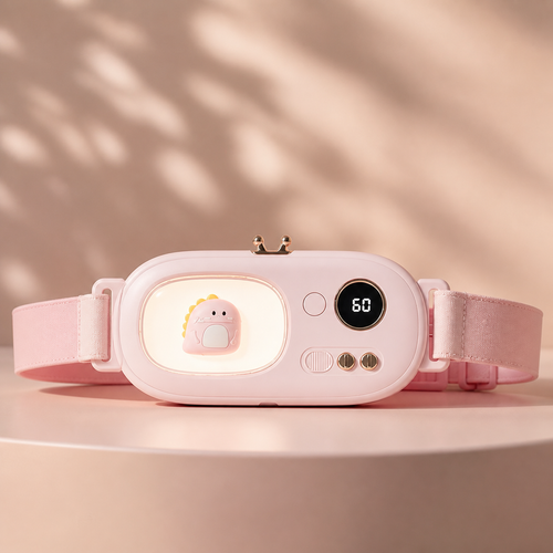 Ovalyra Comfort Belt in blush pink with the original Dino Glow charm and controls